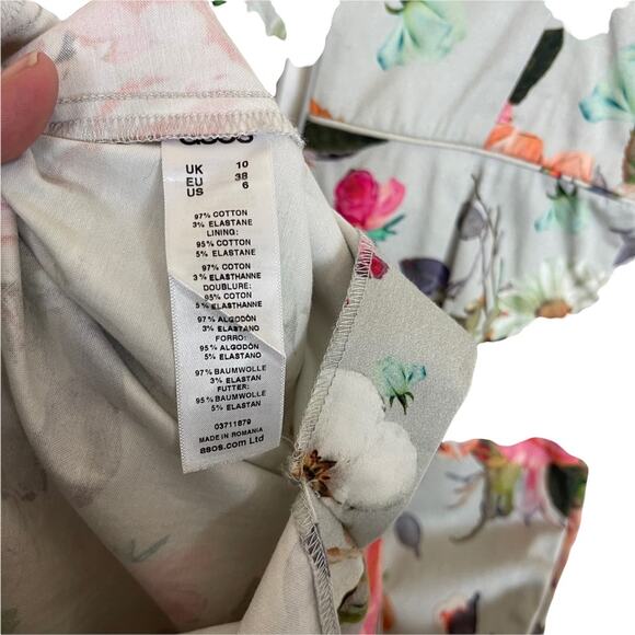 Asos Spaghetti Strap Floral Bodycon Midi Dress Blue Multi Size 6 - Picture 5 of 8